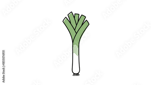 Fresh Leek Vegetable Illustration, Healthy Organic Food, Isolated on White