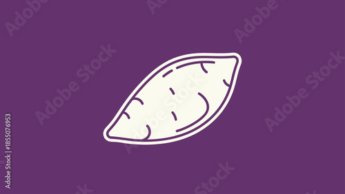 Simple Outline of a Sweet Potato on Purple Background