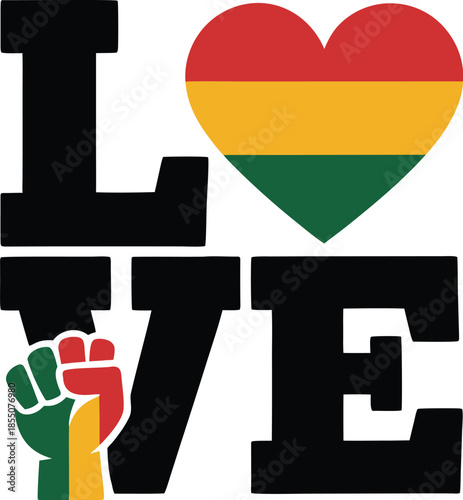 Love and Unity with African Flag Colors T-Shirt Design