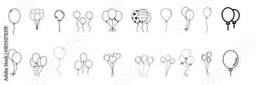 Ballon line icon set