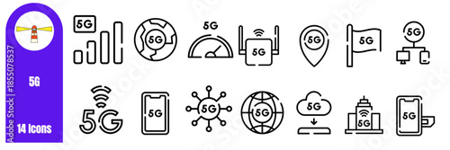 5G netwrok icon set