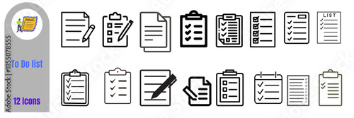 vector illustration of a set of icons of to do list