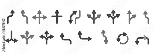 crossroad directions png and navigation road arrows set with turning, straight, and location point marks for street traffic wayfinding, city travel logistics, and highway infographic elements.