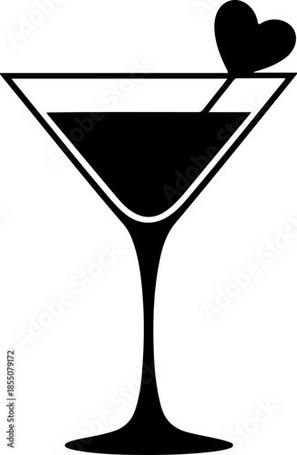 Valentine cocktail glass drink silhouette vector illustration