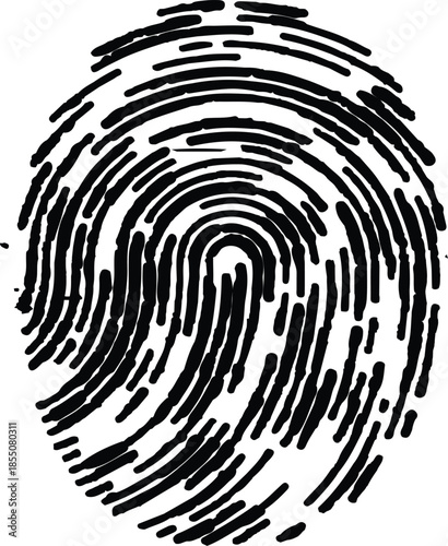 Fingerprint scan icon modern biometric security design on white background. Black fingerprint icon on white background. Fingerprint scan icon in digital style, isolated on transparent background. 