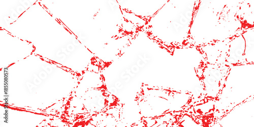 Red cracked glass backgrounds cracked broken. Glass pieces scattered on clean white surface background.