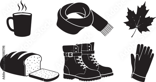 Autumn and Winter Essentials Collection Warm Beverages Cozy Accessories and Comfort Food.