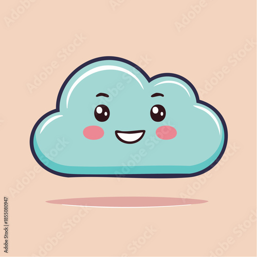 Cute cartoon cloud with a happy expression, rosy cheeks, and a friendly smile.