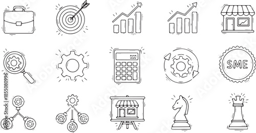 Collection of Business and Finance Icons and Symbols.