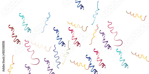  colorful celebration scene with confetti ribbons scattered across a clean white background, evoking feelings of joy and festivity.