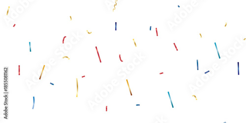 Scattered confetti in shades of pink blue and yellow and magenta falling creating a festive and celebratory atmosphere visually appealing White Background.	