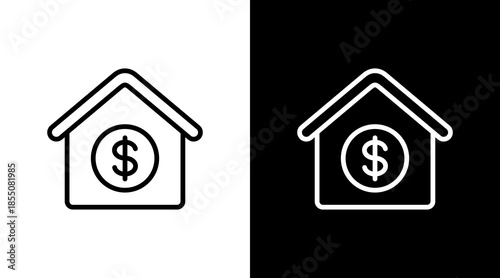 Mortgage  White Icon Set Design