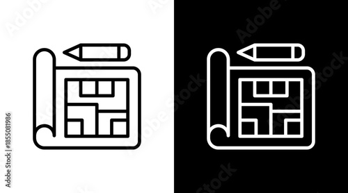 Blueprint  White Icon Set Design