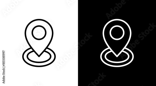 Map Pin  White Icon Set Design