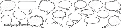 Collection of HandDrawn Speech Bubbles and Thought Clouds.