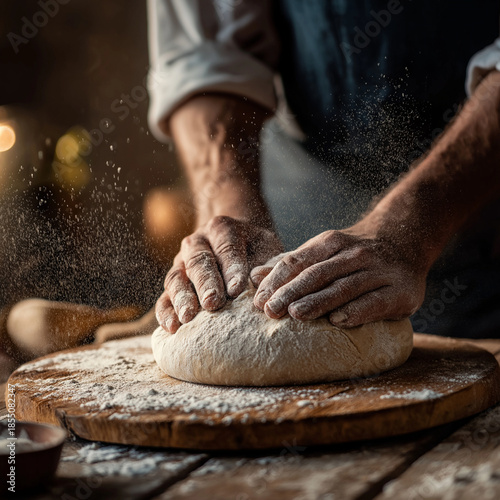 hands kneading dough