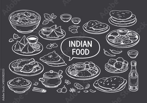 Assortment of Traditional Indian Cuisine Dishes