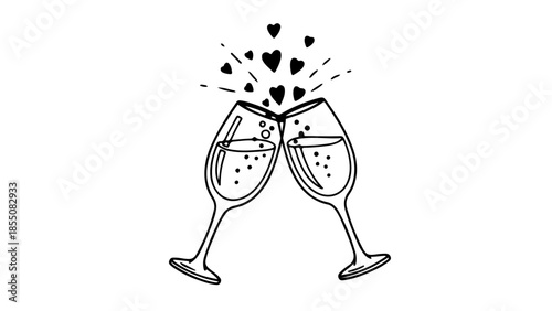 3D rendered illustration of glasses with champagne and water for celebration and party icon
