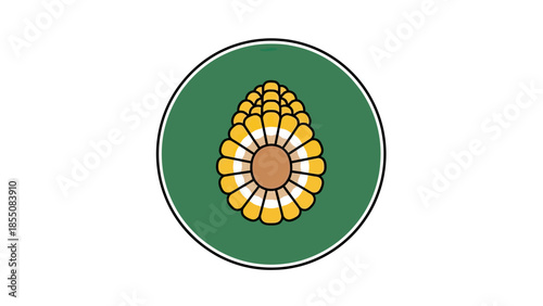 Stylized Corn Cob Icon on Green Circle Background
