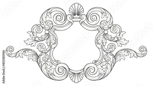 Ornate Scrollwork Frame with Shell Accents - Vintage Decorative Element