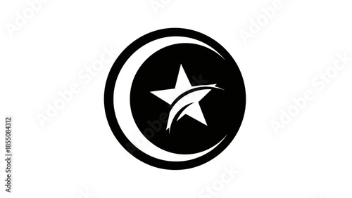Modern Islamic Symbol: Crescent Moon and Star Logo
