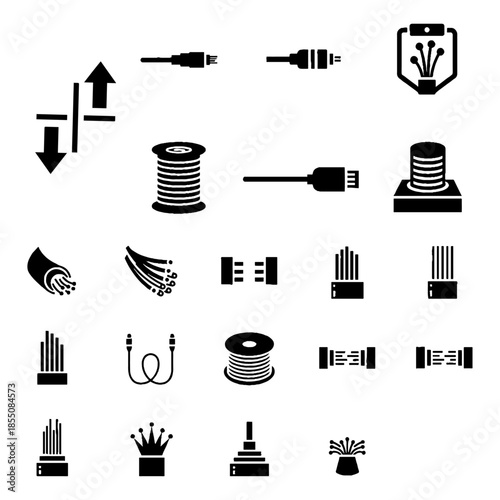 set of icons for web, wire, connection, Wire and Cable