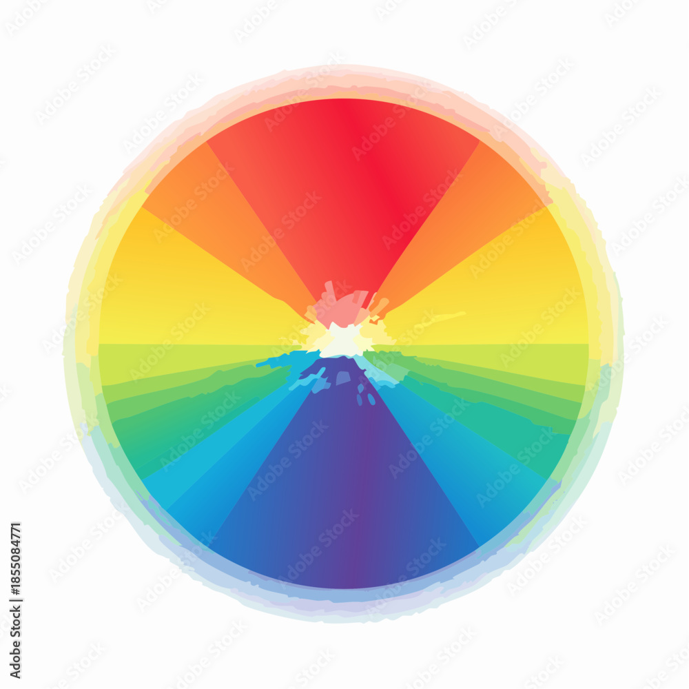 Fototapeta premium Circular rainbow spectrum with blended colors radiating from the center.
