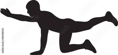Gym exercise silhouette alternate arm and leg