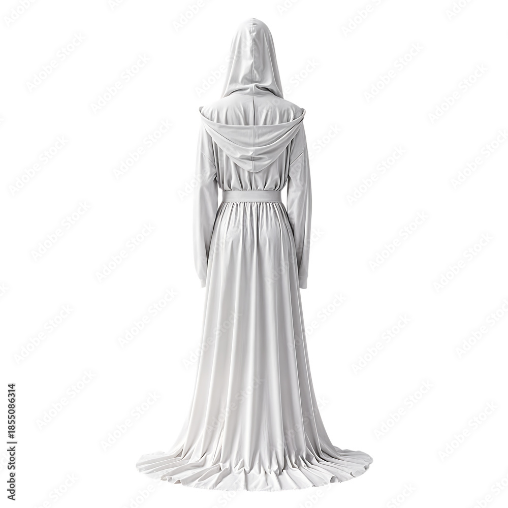 Obraz premium Ethereal White Hooded Robe Back View