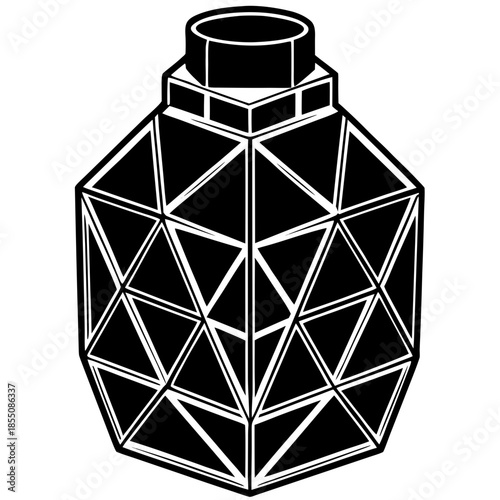 Geometric Black and White Water Bottle Design for Modern Aesthetics geometric black and white