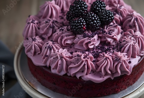 A Decadent Blackberry Velvet Cake with Luscious Purple Buttercream