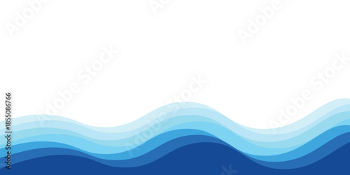 Sea waves layer vector background illustration. Sea beach vector illustration.