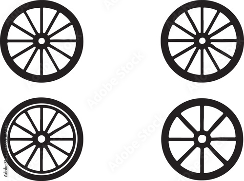 wagon wheel icon set