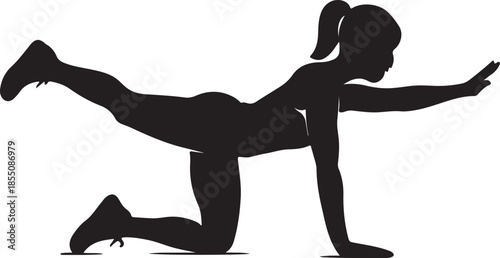 Women Gym exercise silhouette alternate arm and leg