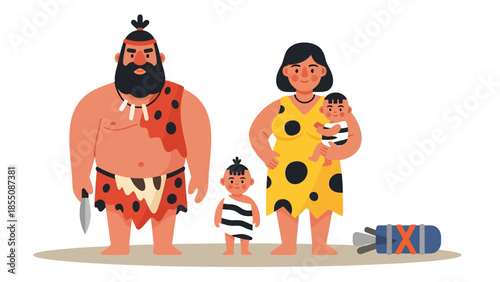 The cave family vector illustration design