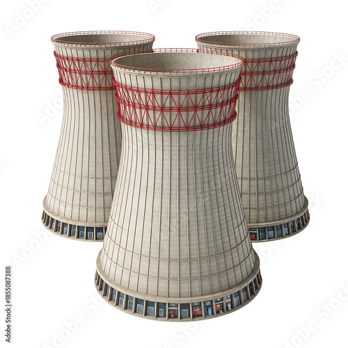 Three Industrial Cooling Towers for Power Plant Energy Production