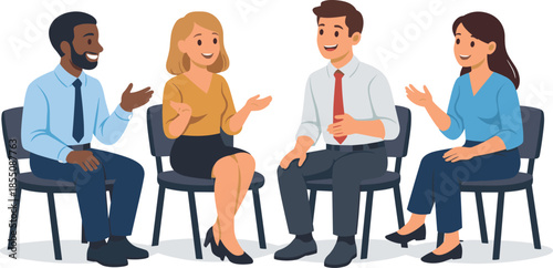 Diverse group of colleagues in a business meeting discussing ideas