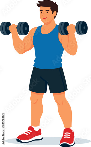 Man exercising with dumbbells, fitness and healthy lifestyle