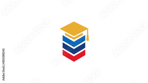 Graduation Cap on Stacked Chevron Blocks, Education Symbol Free Download Graduation Cap on Stacked Chevron Blocks, Education Symbol - GFXLoad