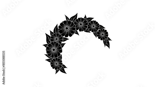 Black Flower Garland Silhouette Graphic Element
