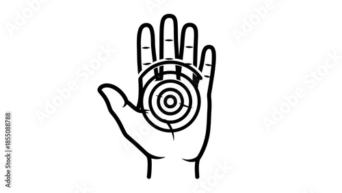 Human Hand with Target Symbol Icon, Focus and Precision
