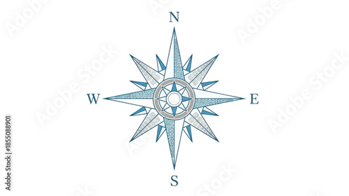 Compass Rose with Cardinal Directions North, South, East, West