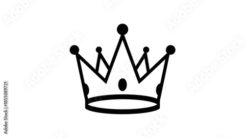 A simple black and white illustration of a regal crown design