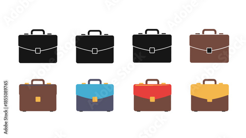 Collection of colorful briefcases in various styles and shades displayed together
