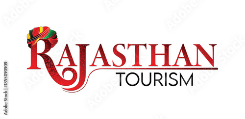 Rajasthan Tourism Typography Logo Design with Traditional Indian Cultural Style Vector