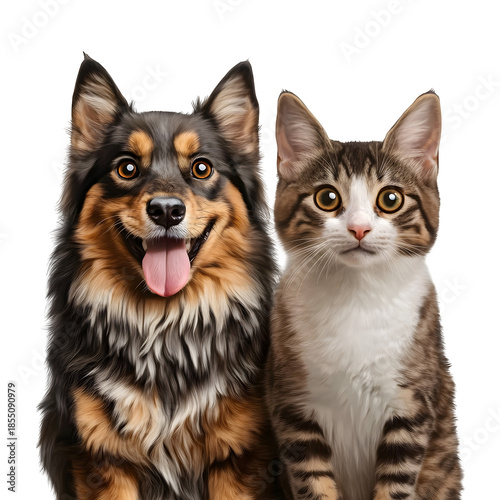Dog and Cat Portrait with Expressive Faces