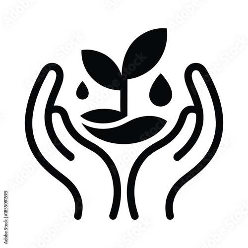 Nurturing hands cradling a small plant