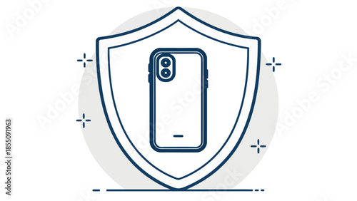 Mobile phone protection with shield symbol for security and safety