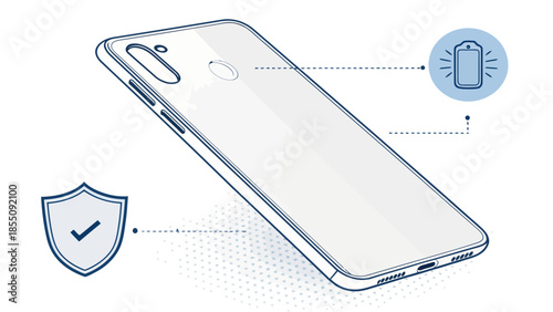 Modern smartphone with protective case and battery icon