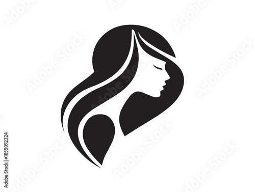 Beautiful hairstyling service symbol in elegant vector art